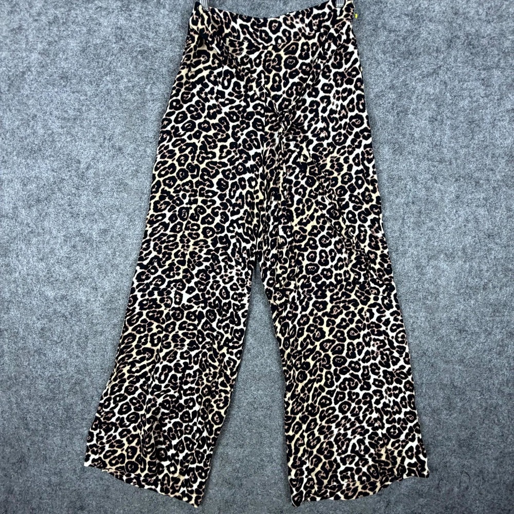 AFRM Pants Womens Small Multicolor Leopard Print Boho Chic Tie-Waist Wide Leg